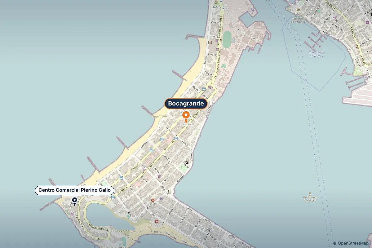 Entorno de Bocagrande, Cartagena de Indias: la zona donde está el apartamento